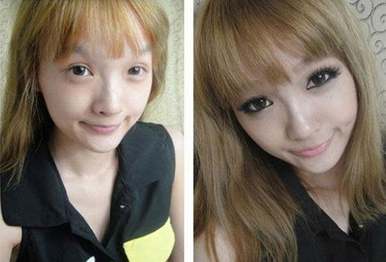 Японки до и после макияж