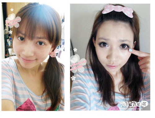 Японки до и после макияж